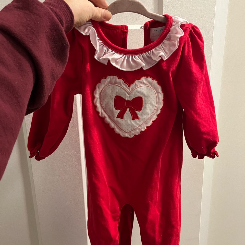 Charming Red Heart Kids Footie